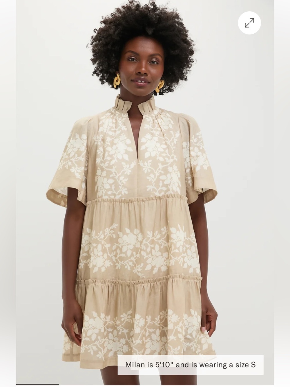🌸 Tuckernuck Tiered Floral Embroidered Dress | Size S | Taupe/White